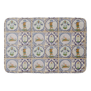 Vintage Dutch Delft Tiles 17th Century pottery art Bath Mat