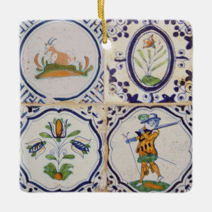 Vintage Dutch Delft Tiles 17th Century pottery art Ceramic Ornament