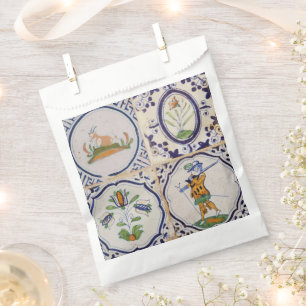 Vintage Dutch Delft Tiles 17th Century pottery art Favour Bags