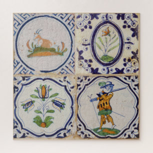 Vintage Dutch Delft Tiles 17th Century pottery art Jigsaw Puzzle