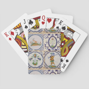 Vintage Dutch Delft Tiles 17th Century pottery art Playing Cards