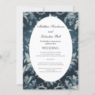 Vintage Dutch Floral Blue Wedding Party  Invitation