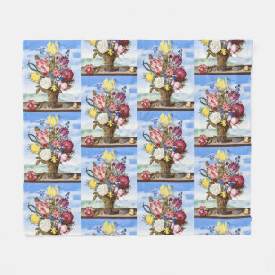 Vintage Dutch Golden Age Floral Still Life Fleece Blanket