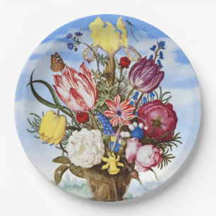 Vintage Dutch Golden Age Floral Still Life Paper Plate