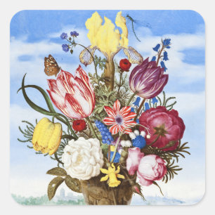 Vintage Dutch Golden Age Floral Still Life Square Sticker