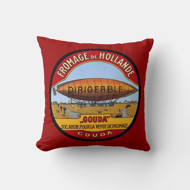 Vintage Dutch Gouda ad Dirigable Cushion (Front)