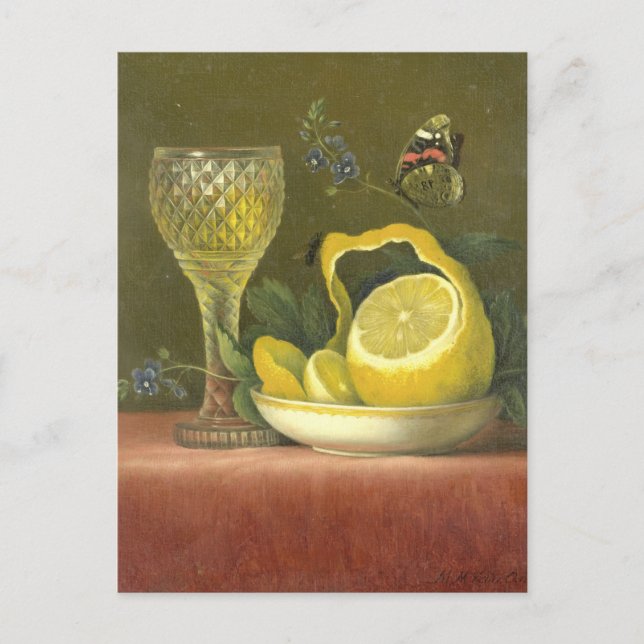 Vintage Dutch Lemon Drink Still Life Postcard (Front)