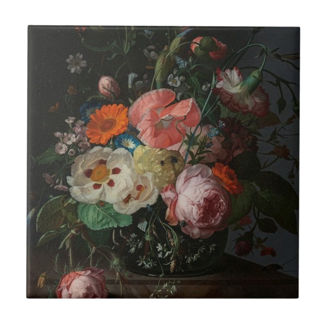 Vintage Dutch Master Still Life Rachel Ruysch Tile (Front)
