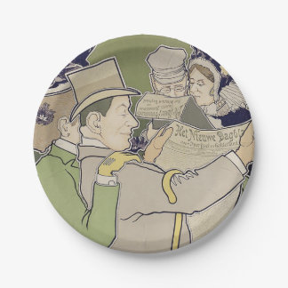 Vintage dutch newspaper advert paper plate