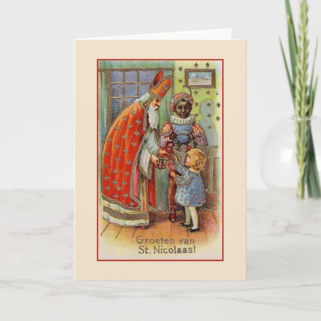 Vintage Dutch St. Nicholas Greeting Card (Front)