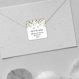 Vintage Dutch Still Life Floral Watercolor Address Square Sticker