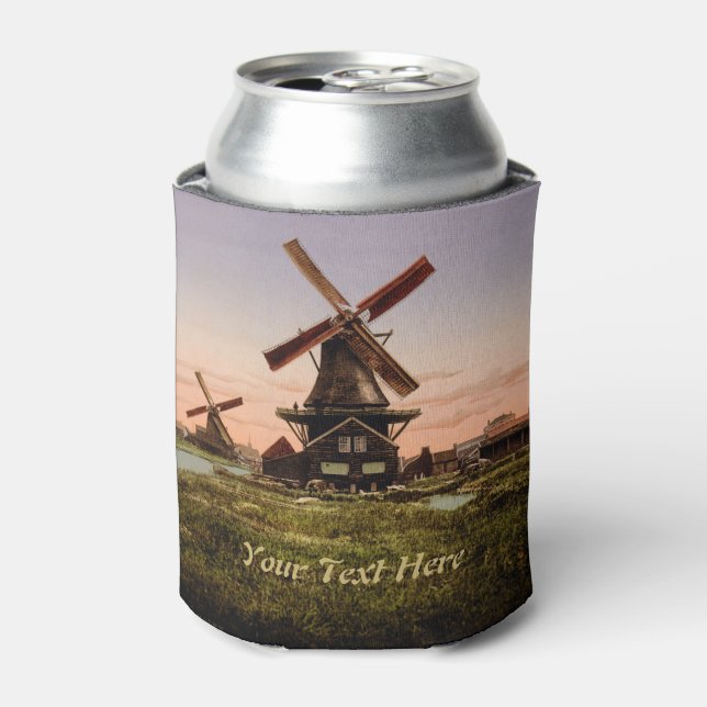 Vintage Dutch Windmills custom can cooler (Can Front)