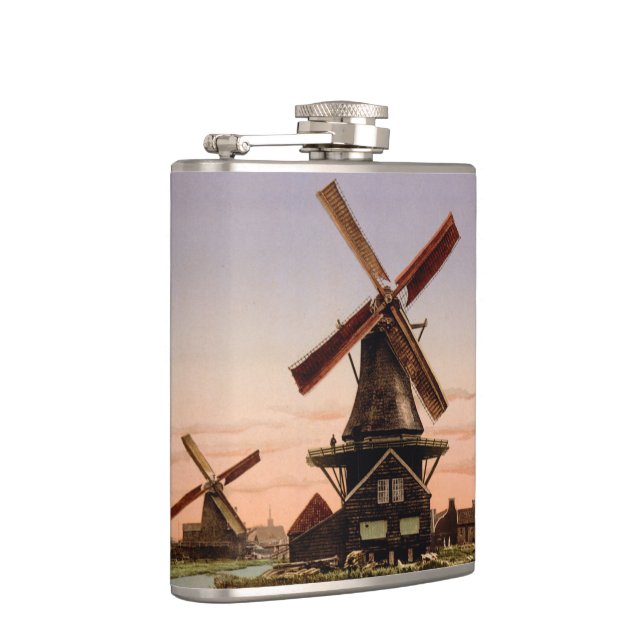 Vintage Dutch Windmills custom flask (Right)