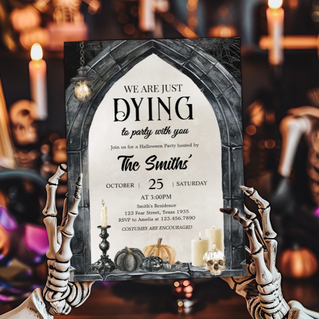 Vintage Dying to Party Halloween Party Invitation (Dying to Party with you Vintage Halloween Party Invitation)