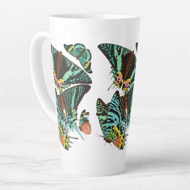 Vintage E.A. Séguy's Green butterflies Latte Mug (Left Angle)