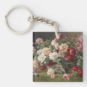 Vintage E. Hariel Rose Still Life   Key Ring