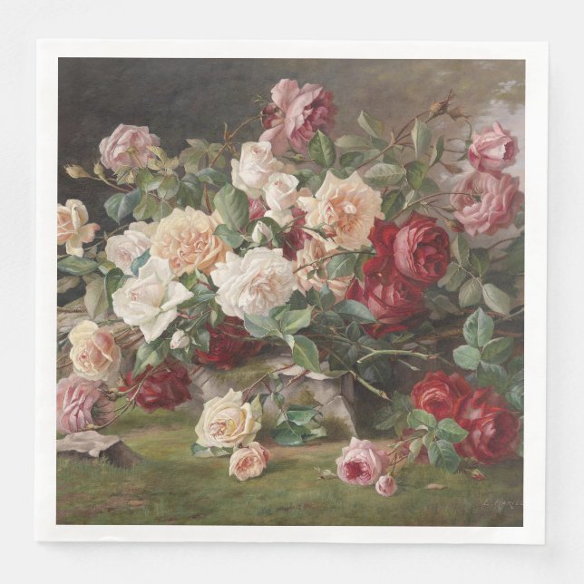 Vintage E. Hariel Rose Still Life      Napkin (Front)