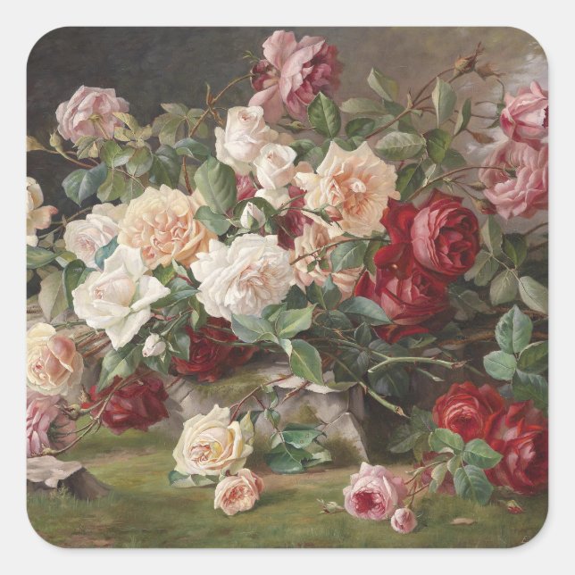 Vintage E. Hariel Rose Still Life    Square Sticker (Front)