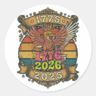 Vintage Eagle 1776 2026 Shirt Bubble Patriotic Classic Round Sticker
