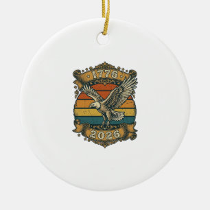 Vintage Eagle 1776 2026 Shirt Patriotic Retro Dist Ceramic Tree Decoration