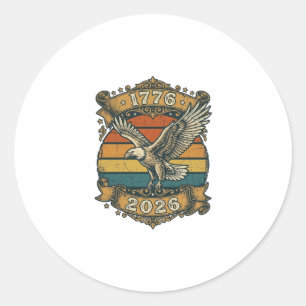 Vintage Eagle 1776 2026 Shirt Patriotic Retro Dist Classic Round Sticker