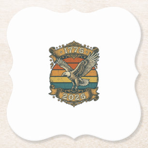 Vintage Eagle 1776 2026 Shirt Patriotic Retro Dist Paper Coaster