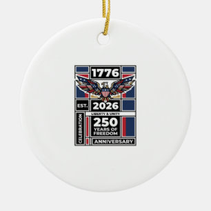 Vintage Eagle 1776 2026 Shirt Patriotic Typography Ceramic Tree Decoration