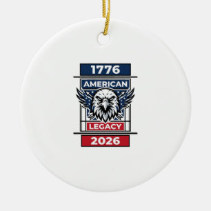 Vintage Eagle 1776 2026 Shirt Patriotic Typography Ceramic Tree Decoration