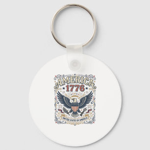 Vintage Eagle America 1776 Patriotic Key Ring