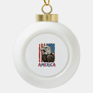 Vintage Eagle America Patriotic Shirt Design_1 Ceramic Ball Christmas Ornament