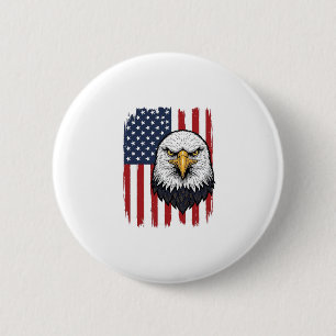 Vintage Eagle American Flag Patriotic Shirt Design 6 Cm Round Badge