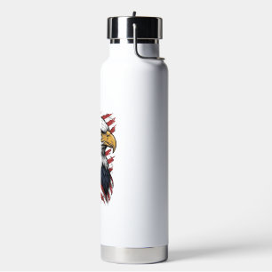 Vintage Eagle American Flag Patriotic Shirt Design Water Bottle