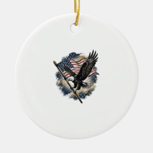 Vintage Eagle Flag Patriotic Shirt Design_1 Ceramic Tree Decoration