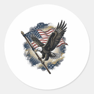 Vintage Eagle Flag Patriotic Shirt Design_1 Classic Round Sticker
