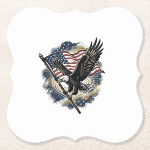 Vintage Eagle Flag Patriotic Shirt Design_1 Paper Coaster
