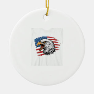 Vintage Eagle Flag Patriotic Vector Shirt Design_1 Ceramic Tree Decoration