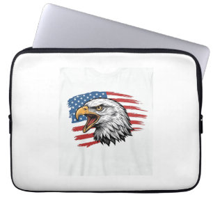 Vintage Eagle Flag Patriotic Vector Shirt Design_1 Laptop Sleeve