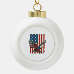 Vintage Eagle Flag Vector Patriotic Shirt Design_1 Ceramic Ball Christmas Ornament