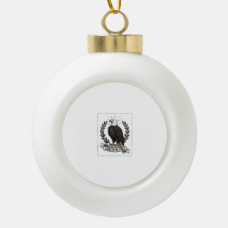 Vintage Eagle Land of the Free Patriotic Shirt Des Ceramic Ball Christmas Ornament