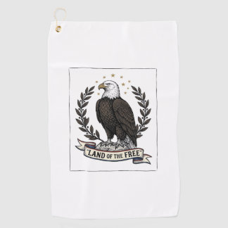 Vintage Eagle Land of the Free Patriotic Shirt Des Golf Towel
