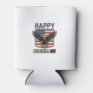 Vintage Eagle Memorial Day Patriotic Shirt Design_ Can Cooler