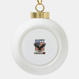 Vintage Eagle Memorial Day Patriotic Shirt Design_ Ceramic Ball Christmas Ornament