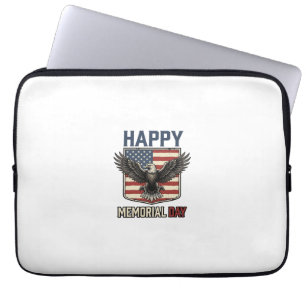 Vintage Eagle Memorial Day Patriotic Shirt Design_ Laptop Sleeve