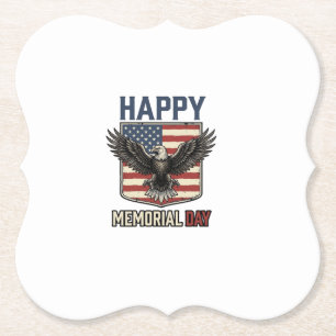 Vintage Eagle Memorial Day Patriotic Shirt Design_ Paper Coaster