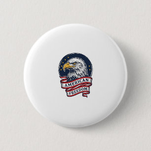 Vintage Eagle Patriotic Ribbon Vector Shirt Design 6 Cm Round Badge