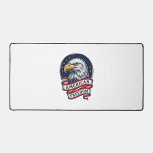 Vintage Eagle Patriotic Ribbon Vector Shirt Design Desk Mat