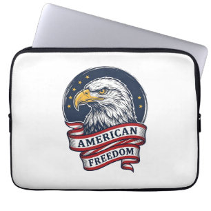 Vintage Eagle Patriotic Ribbon Vector Shirt Design Laptop Sleeve