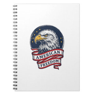 Vintage Eagle Patriotic Ribbon Vector Shirt Design Notebook