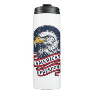 Vintage Eagle Patriotic Ribbon Vector Shirt Design Thermal Tumbler
