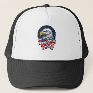 Vintage Eagle Patriotic Ribbon Vector Shirt Design Trucker Hat